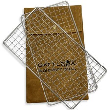 BattlBox Bushcraft Stainless Steel Grill Set Mesh Grates w/ Canvas Carry Bag