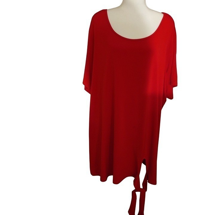 Red Oversized Tunic Top With Side Tie Detail By Salon Studio Size 3XL