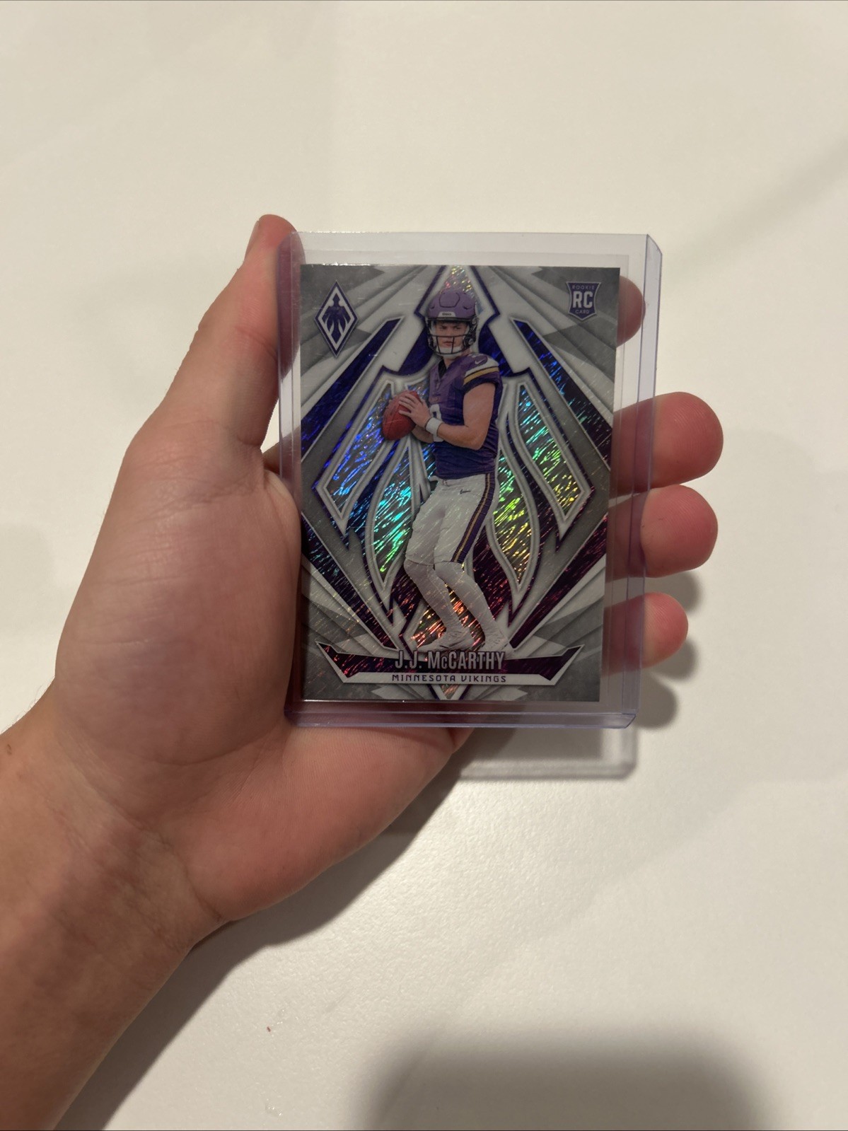 2024 Panini Phoenix - Rookies J.J. McCarthy #185 White Shimmer SSP Vikings