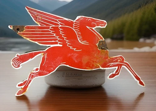 VINTAGE RARE 11” X 7 1/4” MOBIL PEGASUS HORSE  PORCELAIN GAS PUMP SIGN