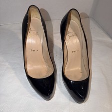 CHRISTIAN LOUBOUTIN Feticha Black Leather Platform Pump US 7/ EU 37.5