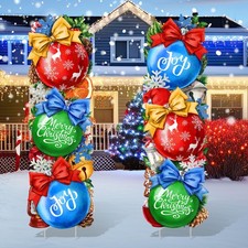 2 Pcs Ball Christmas Decorations Outdoor 38 Inch Christmas Yard Signs with St...