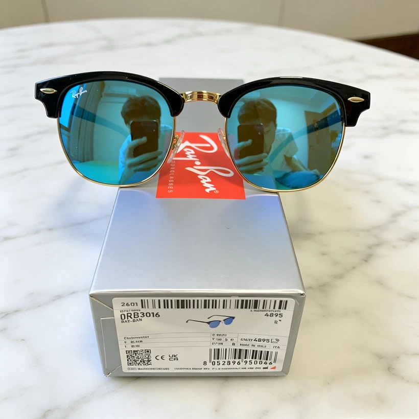 Ray-Ban Clubmaster Black Blue Sunglasses for Men for sale | eBay