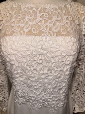 New NWT Anne Klein Size Small Ivory Dress Open Crochet Sleeve Dressy