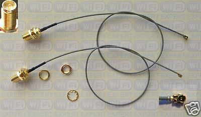 2 Mini 12'' PCI U.FL to RP-SMA Antenna WiFi Pigtail Cabl