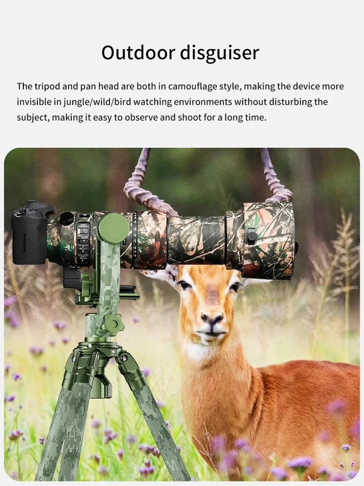 Open Sirui CT3204 Outdoor Camo Carbon Fiber Tripod CH20 Gimbal Head Heavy Duty - Image 2 of 4