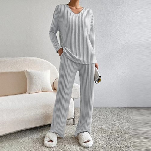 Womens Lounge Wear Tracksuit Ladies Ribbed Baggy Tops Pants Casual Co-ord Set US - Picture 18 of 18