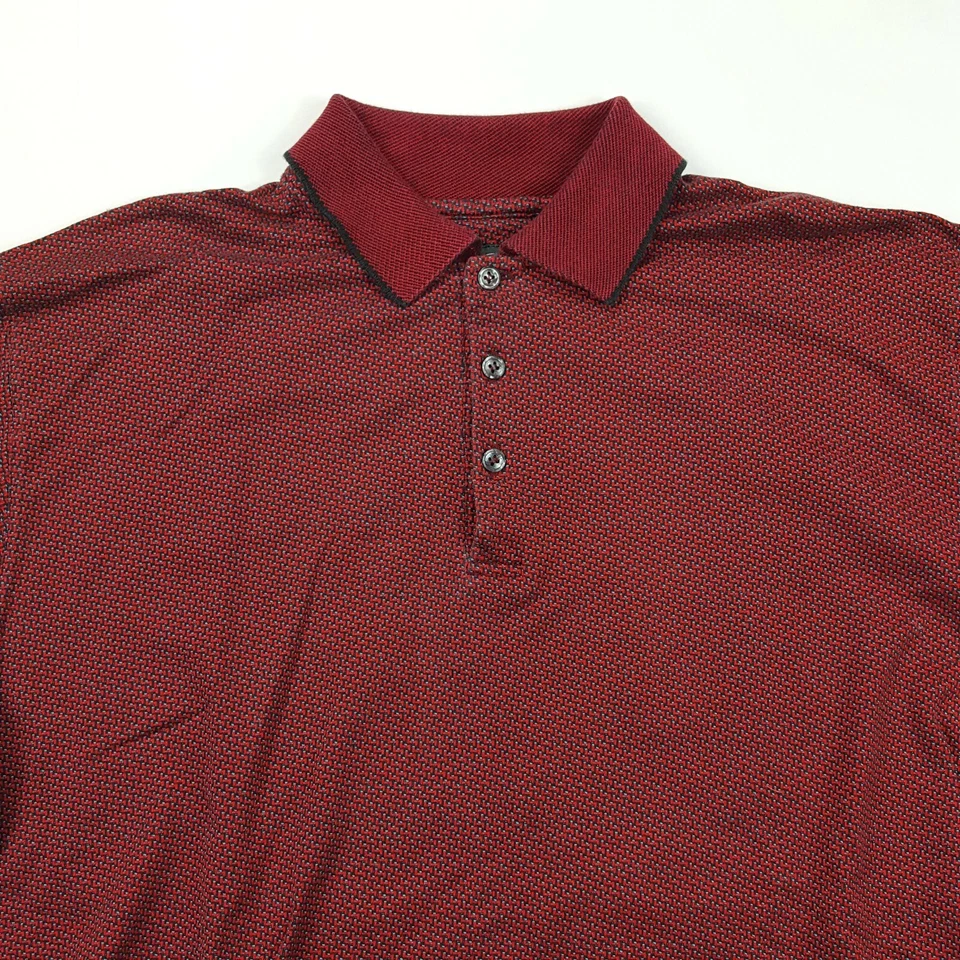 Camisa Polo Tundra Roja Geométrica Para Hombres Grande Canadá Manga Corta Cuello  Foto 2 de 4