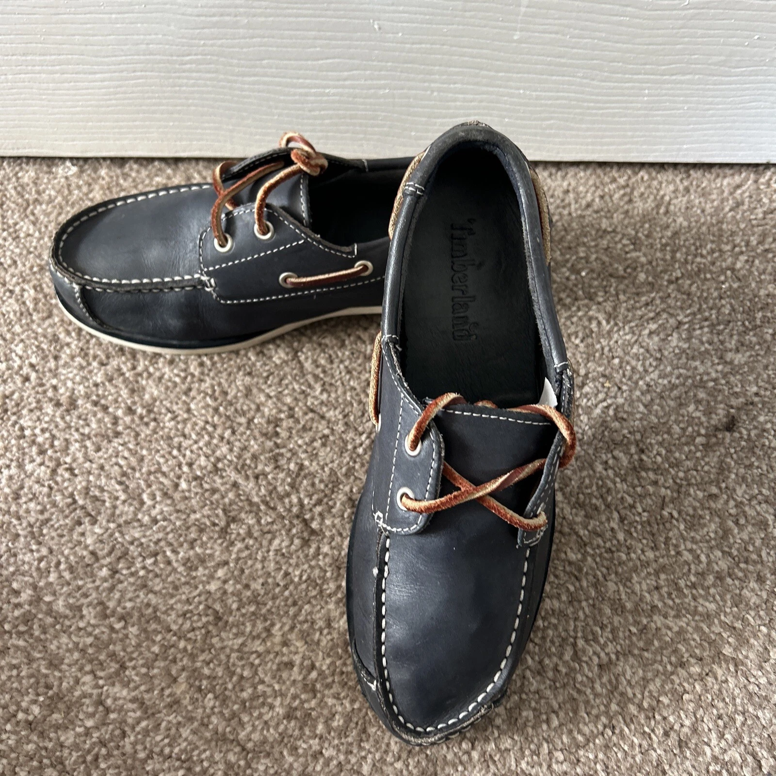 Scarpe a ponte Timberland 4 occhielli in pelle blu taglia 4 donna