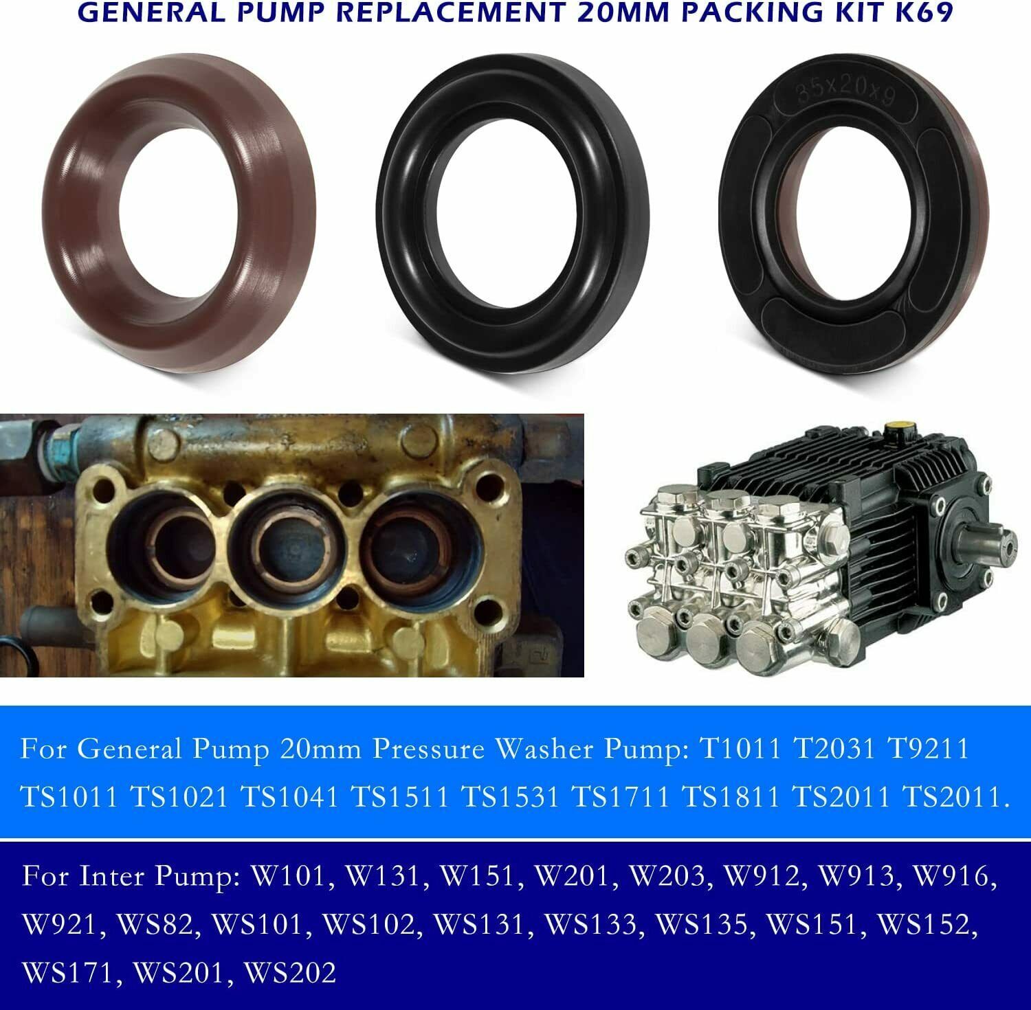 9PCS General Pump Kit 69 Replacement Seal Packing K69 GP Interpump