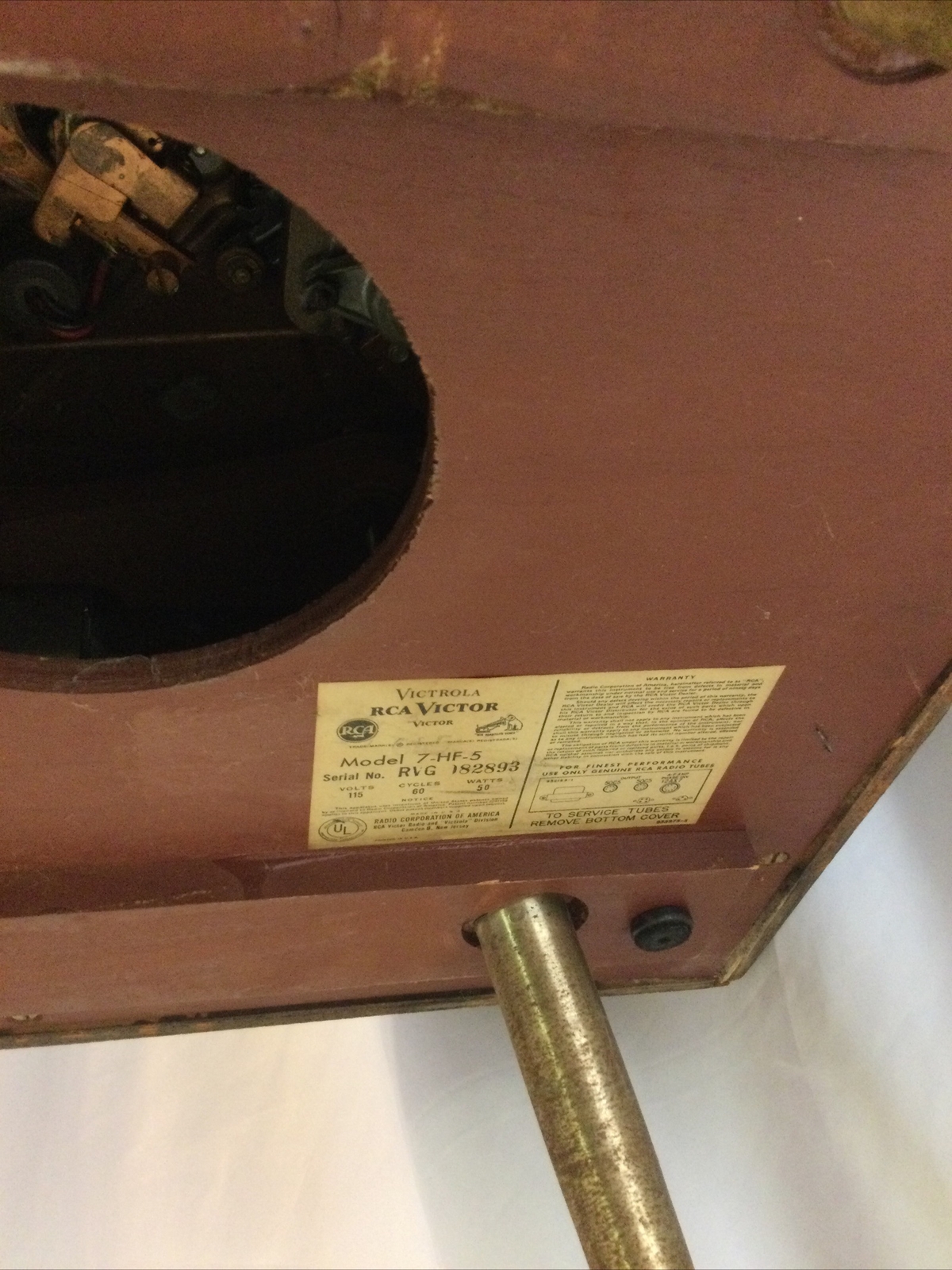 RCA VICTOR ORTHOPHONIC HIGH FIDELITY RECORD PLAYER Model 7-HF-5