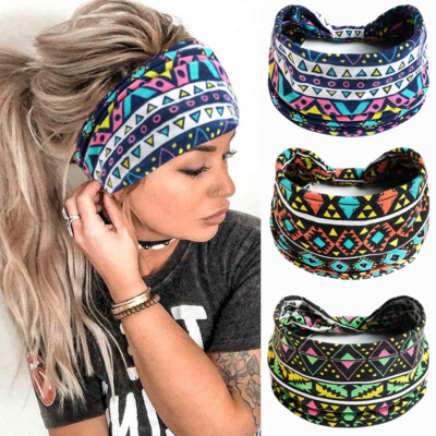 BOHO Wide Elastic Women Headbands Turban Sport Yoga Knotted Hair Bands Wrap 