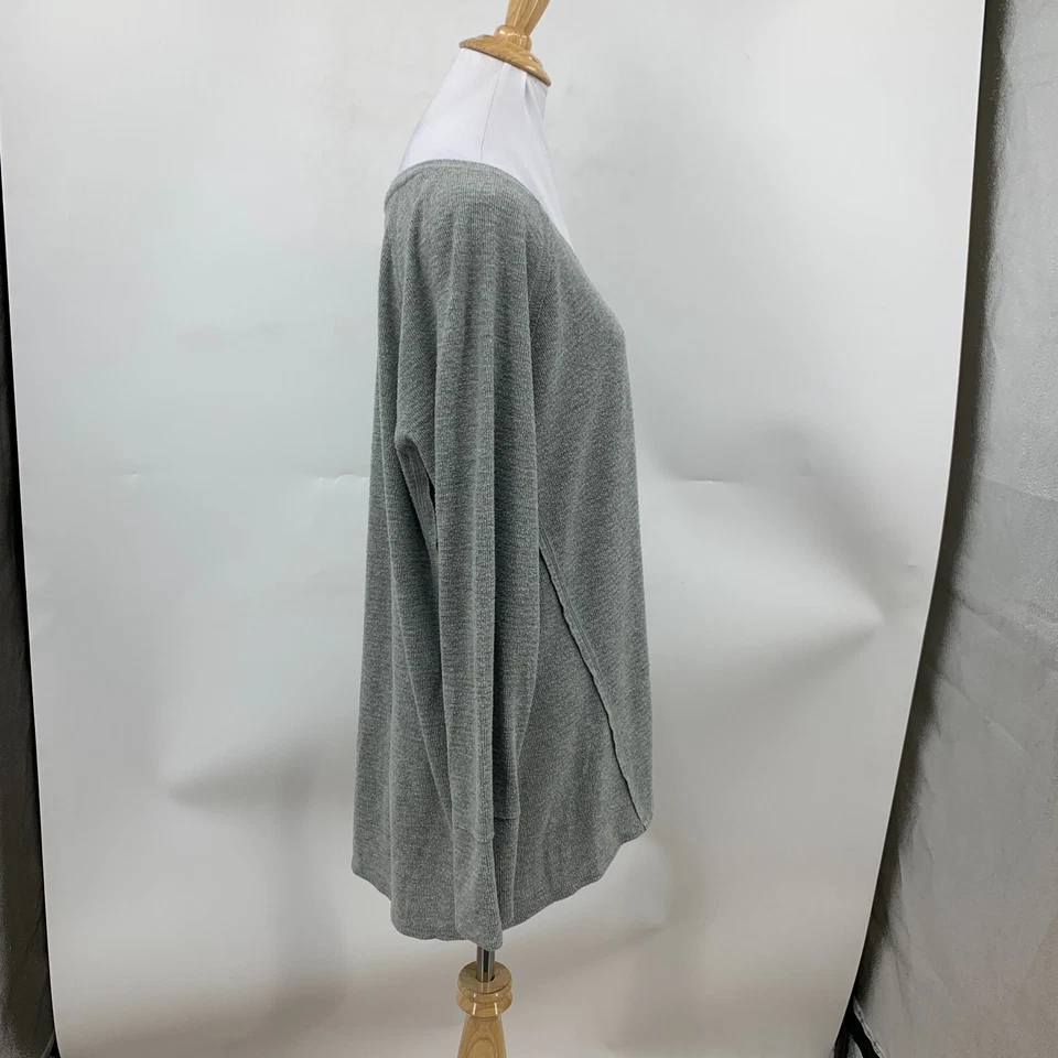 Suéter feminino Wildfox Haley XL cinza gola V raglan escovado waffle malha pulôver - Imagem 4 de 4