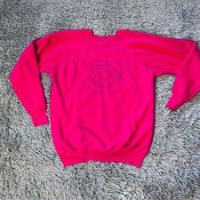 Vintage Hanes Pink Heart Crewneck Sweatshirt Women  s Large 90s RUNS SMALL