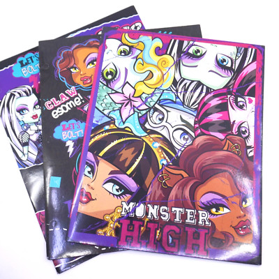 2014 Monster High Portfolio Folder 2 Pocket 3 Ring Binder Holes Set of 3