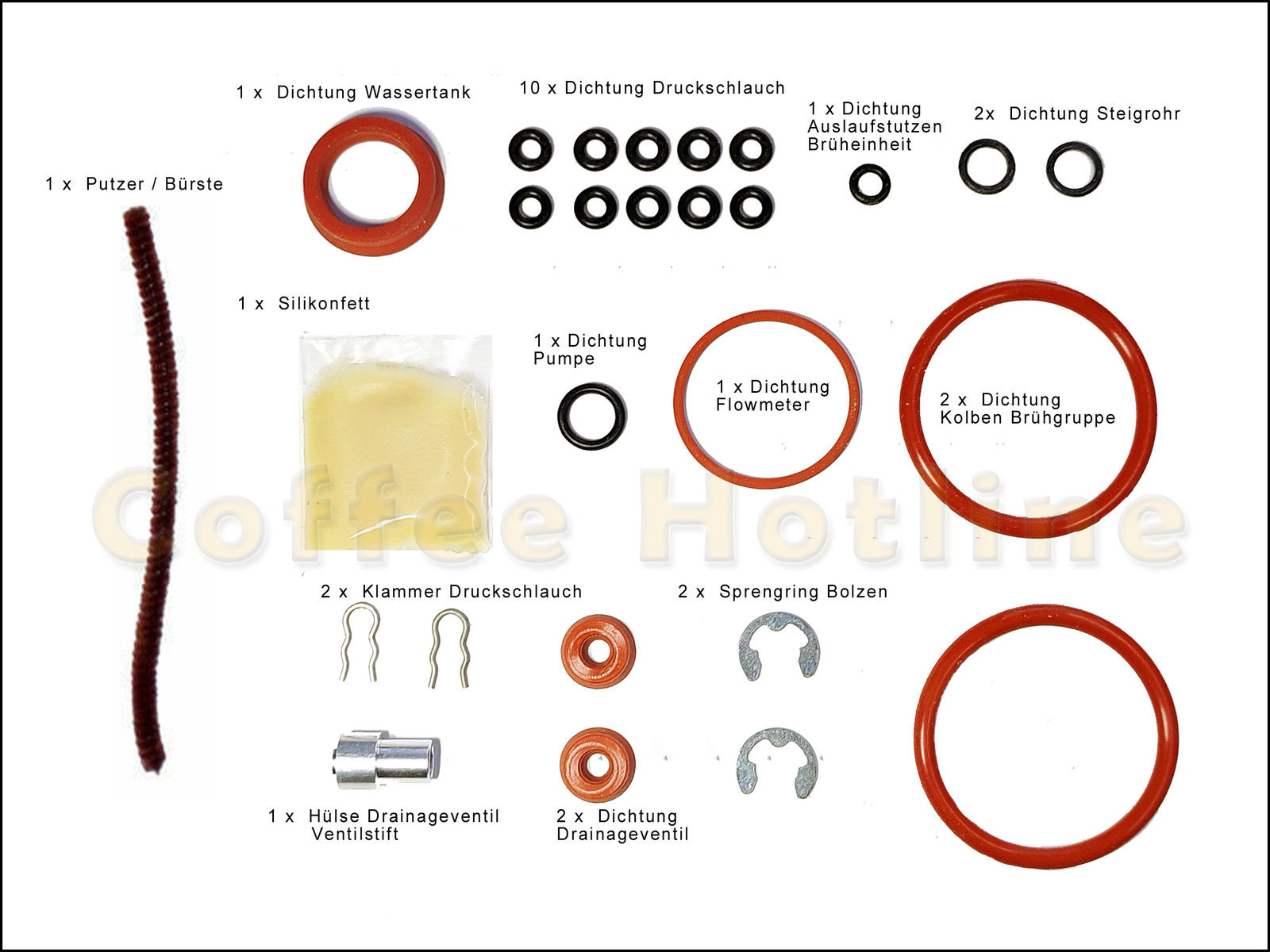 Jura XJ9 Impressa Set Dichtung O-Ringe Brühgruppe Flowmeter Drainageventil Tank