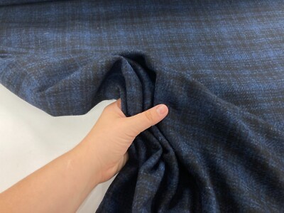 Wolle Karo Stoff dunkelmarine kariert warm Wintermantel Schneiderei Material