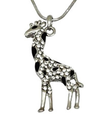 Beautiful Giraffe Pendant Necklace Rhodium Plated Gift Boxed Fast Shipping