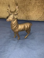 antique deer stag buck Cast Iron Bank Piggy Penny Bank ac williams art smith  