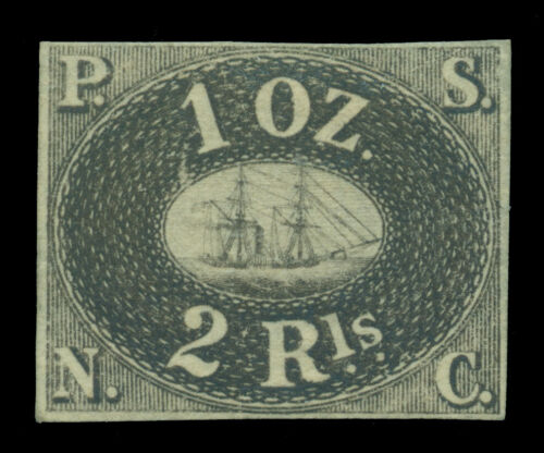 PERÚ 1857 PACIFIC STEAM NAVIGATION Co 2Rl marrón Yv# 2f REIMPRESIÓN - Solo 800 impresos - Imagen 1 de 2