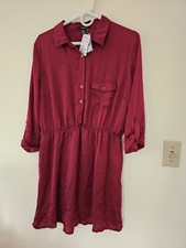 Forever 21 Button Up Dress With Pockets Maroon  Sz XL New With Tags
