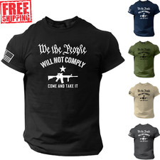 2nd Amendment T-Shirt 2A American Flag Patriotic USA Veteran Military S-2XL
