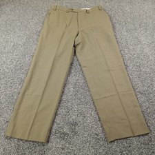 VTG Ralph Lauren Pants Mens 36X30 Beige Wool Chino Trouser Slacks Flat Career