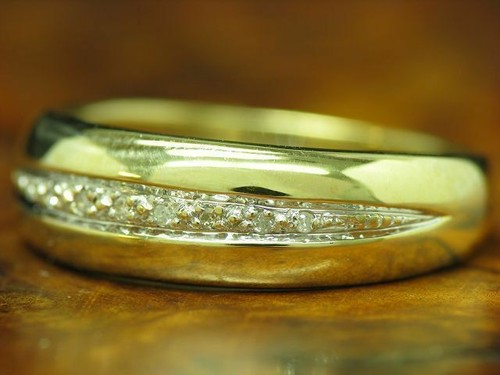 14kt 585 Oro Giallo Anello con Diamante Ricoperto / 3,7g / Rg - Foto 2 di 6