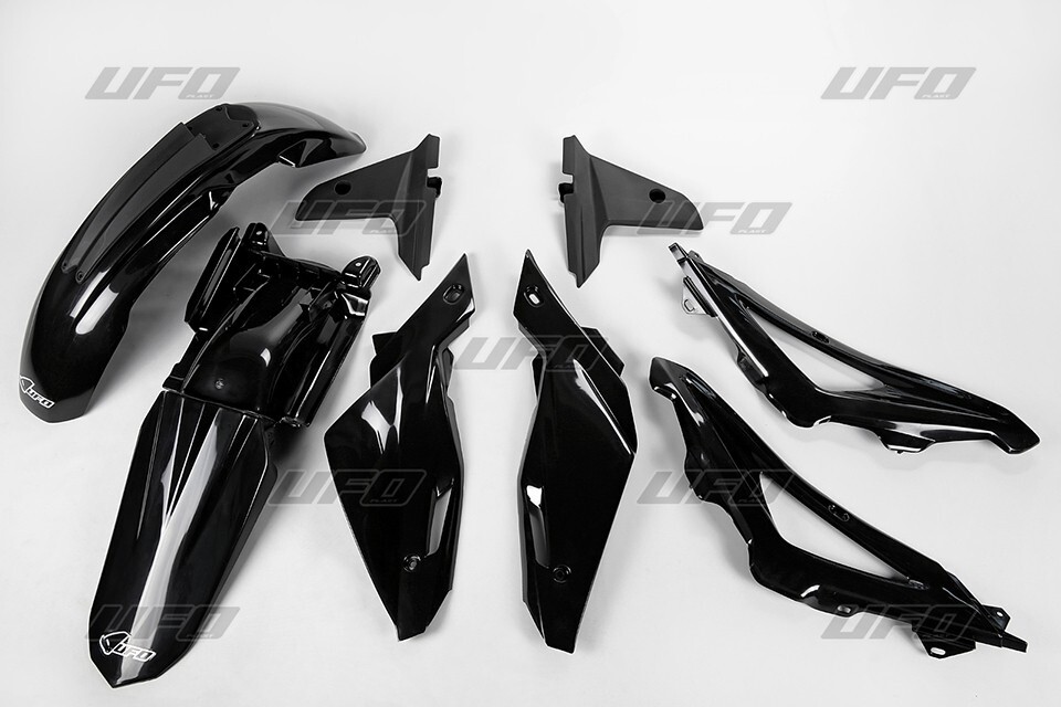 Kit plastique UFO Husqvarna TC 250 300 450 noir pour carrosserie moto cross 2009-2013 HU610E0