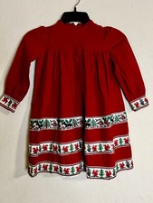 Vintage Girl Dress Sz 4 Red Riding Hood Wolf Forest Embroidered Tyrolean