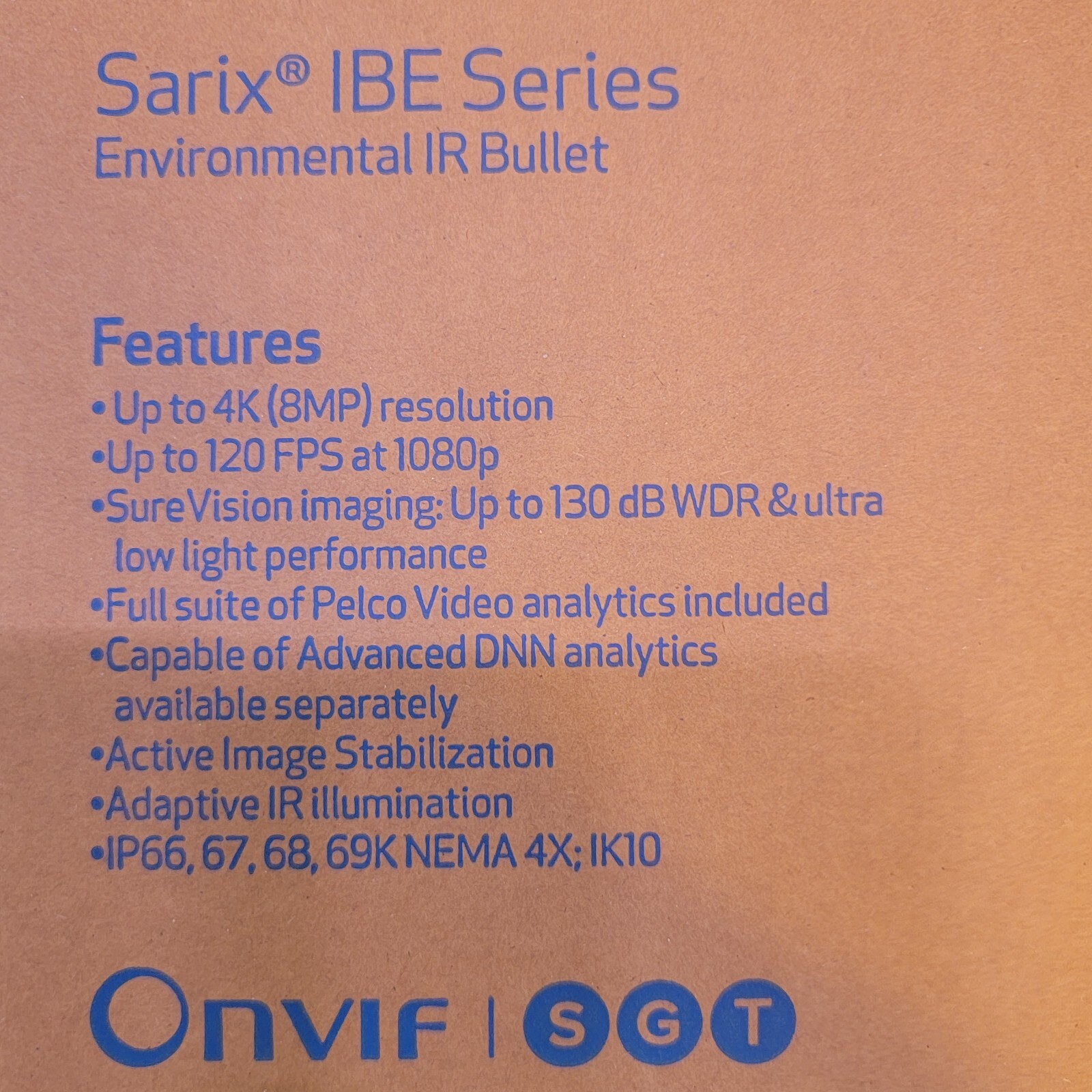 Pelco Sarix IBE Environmental IR Bullet - up to 4k, or 120fps 1080p - IBE839-1ER