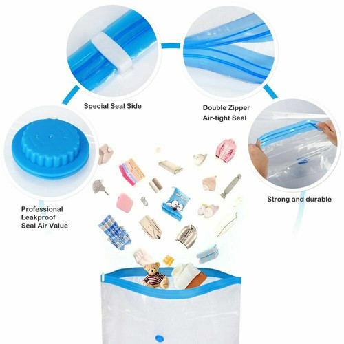 10x Strong Vacuum Storage Bags VAC Space Saving Vaccum Pack Saver Compressed Bag - 第 6/9 張圖片
