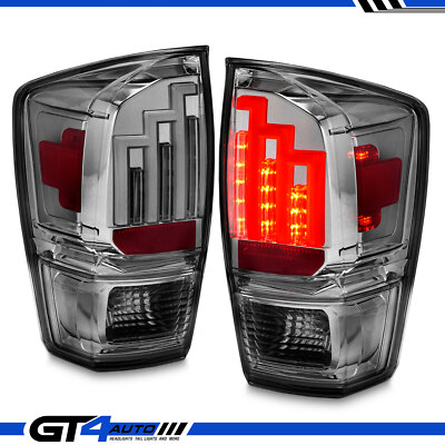 For 2016-2022 Toyota Tacoma Truck Smoke Lens LED Tube Rear Brake Tail Light Set