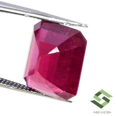 12x10 mm Natural Ruby Octagon Cut 8.18 CTS Deep Red Faceted
