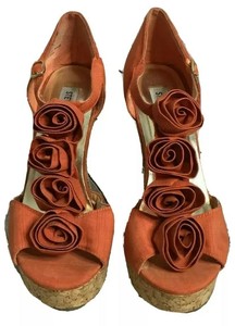 burnt orange wedge sandals