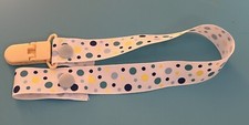 Blue and Yellow Polka Dot Pacifier Clip