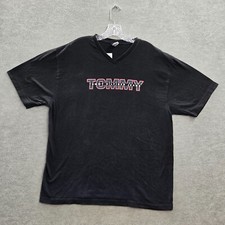 VINTAGE Tommy Hilfiger Men Shirt Large Black Streetwear Logo Made In USA