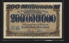 Ludwigshafen am Rhein 200 milionów marek BASF MM: W8-f1 Notgeld (649-D