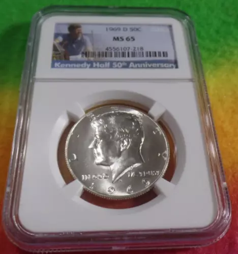 1969-D Kennedy half dollar NGC MS 65 40% Silver !!!NICE!!!!