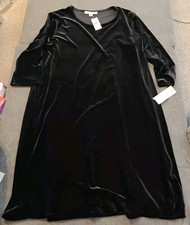 Caroline Rose Black Velvet Knee Length Dress 1X NWT $246 MSRP