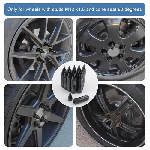 Cap Spiked Racing Wheel Lug Nuts 20PCS M12 x 1.5mm 60mm Arrow Style New - Picture 18 of 66