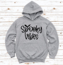Spooky Vibes, Halloween, Gray, Unisex Hoodie