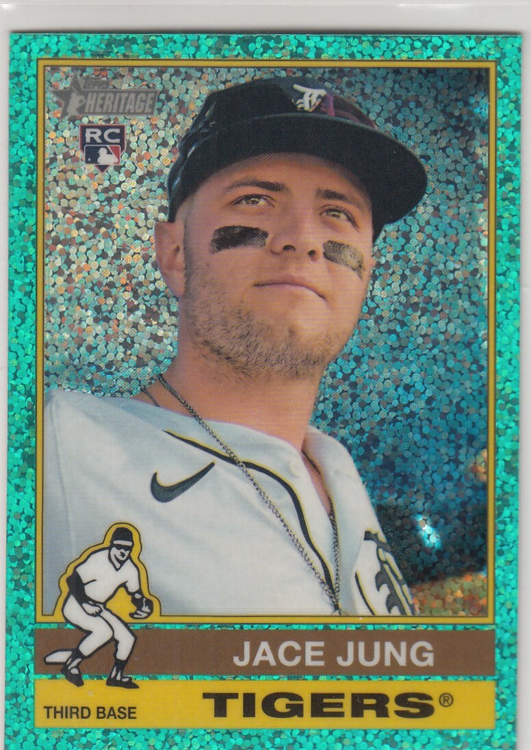 2025 Topps Heritage Chrome Refractor Sparkle Aqua JACE JUNG RC #71 Tigers