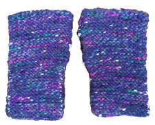 HANDKNIT 100% WOOL FINGERLESS GLOVES PURPLE 4.5"x7" HARRISVILLE DESIGNS YARN