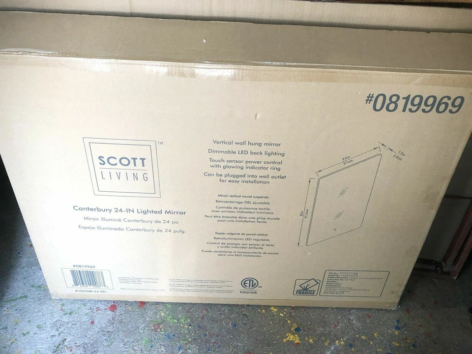 Scott Living Canterbury 24 Inch Rectangular Lighted LED Mirror - Image 4 of 4