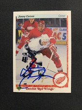 JIMMY CARSON RED WINGS AUTOGRAPH AUTO 90-91 UPPER DECK #132 *11728