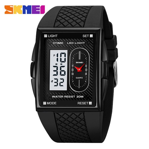 SKMEI Men Watch Rectangle Digital Watch LED Alarm Electronic Wristwatch for Boys - Picture 26 of 30