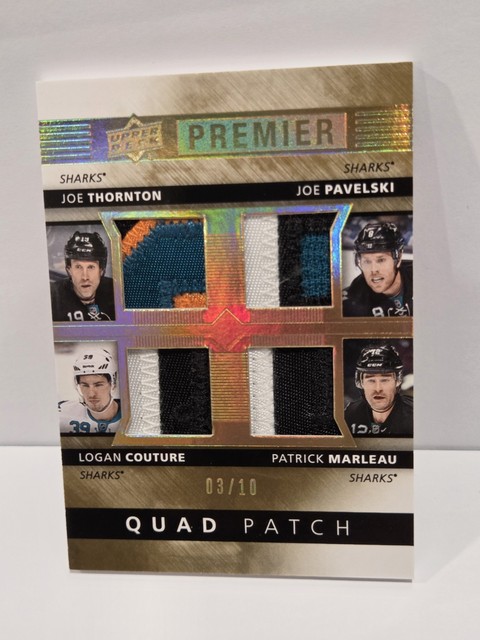 2014 2015 UD Premier Joe Thornton Patch Joe Pavelski Logan Couture Marleau 03/10