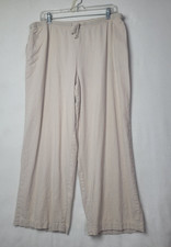 Coldwater Creek Women's Size PL 14-16 Linen Rayon Pants Beige String Tie Waist