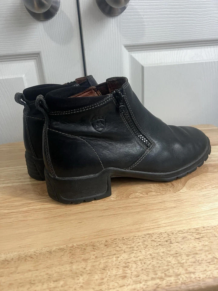 Botín al tobillo Ariat Chelsea de cuero negro para mujer talla 7,5 cremallera cremallera Foto 3 de 4